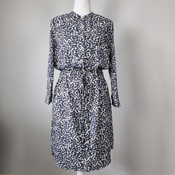 Banana Republic Long-Sleeve Dot-Print Shirt Dress Size M - Picture 3 of 16